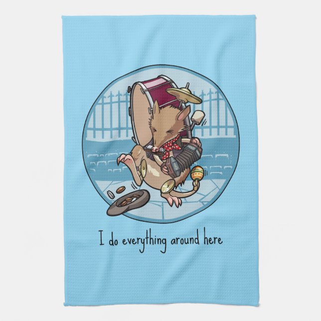 Bandicoot I Do Everything Around Here One Man Band Tea Towel (Vertical)