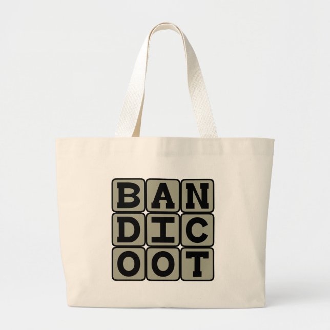 Bandicoot, Marsupial Omnivore Large Tote Bag (Front)
