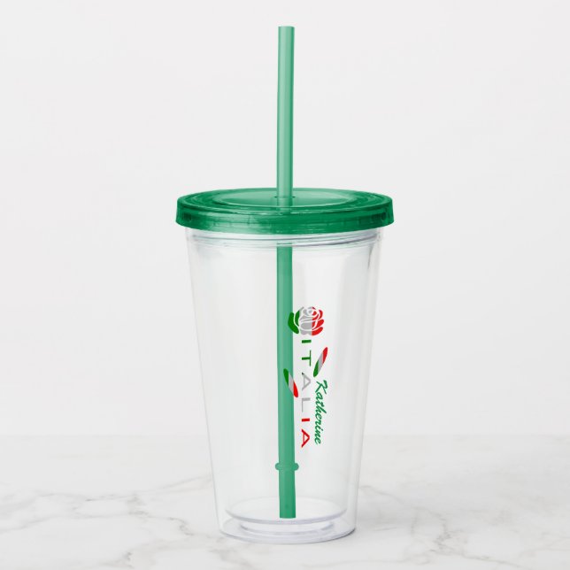 Bandiera d'Italia Rosa Personalised Acrylic Tumbler (Front)