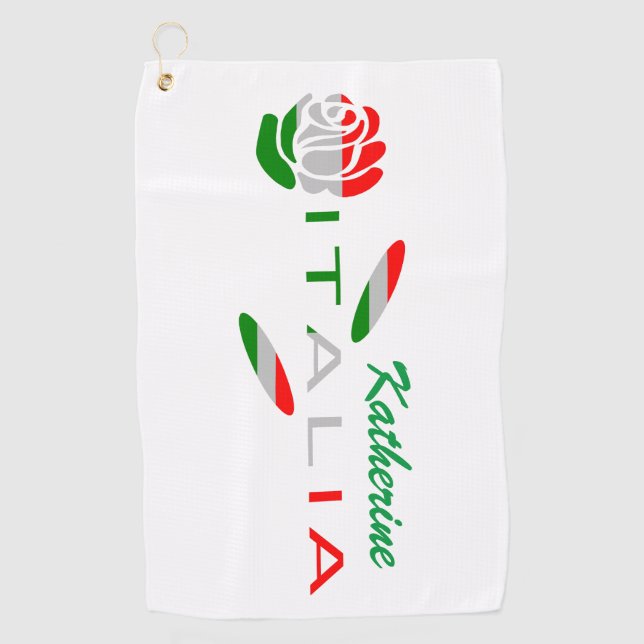 Bandiera d'Italia Rosa Personalised Golf Towel (Front)