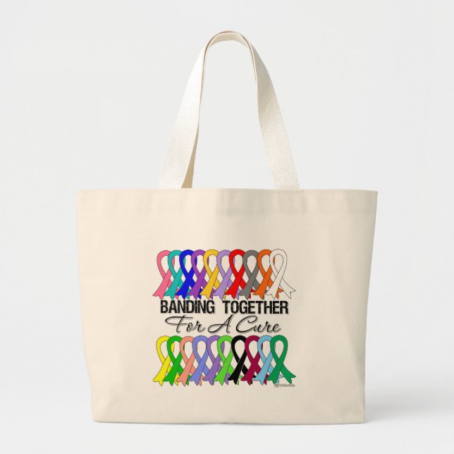 Banding Together For A Cure For All Cancers Large Tote Bag (Front)