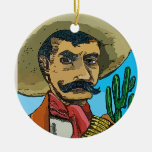 Bandit, Mexico,, add, edit text Ceramic Tree Decoration
