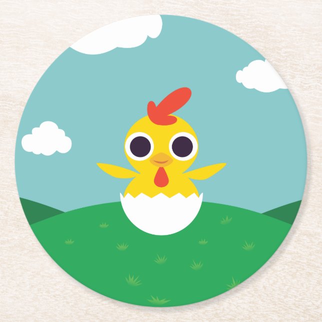 Bandit the Chick Round Paper Coaster (Front)