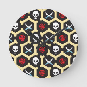 Bandit Theme Pattern Round Clock