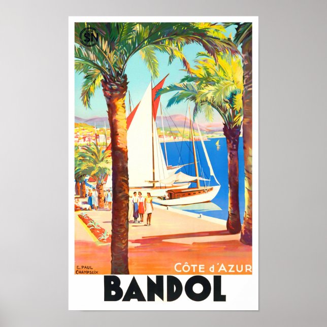 Bandol France vintage travel Poster (Front)