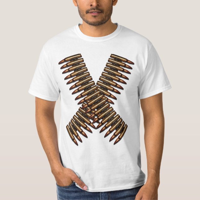 Bandolier Bullet Belt White T-Shirt (Front)