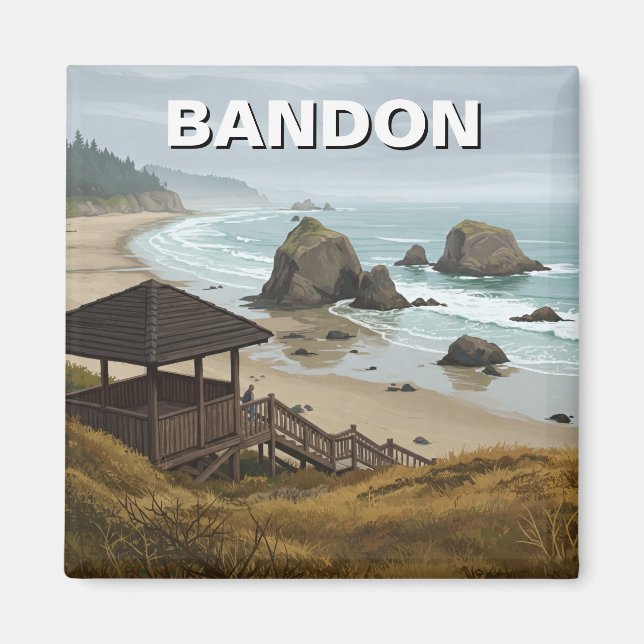 Bandon Oregon coast Travel Magnet (Front)