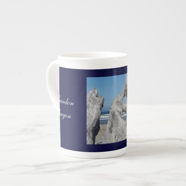 Bandon Oregon gift mugs Blue Sky Blue Waves Beach (Front Left)