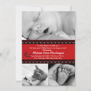 Bands of Snowflakes - Photo Holiday Card/Birth Ann