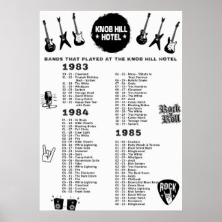 Bands That Played The Knob Hill Hotel 1983-84-85 Poster