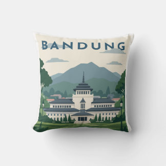 Bandung Indonesia Travel Poster Cushion