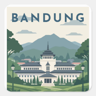 Bandung Indonesia Travel Poster Square Sticker