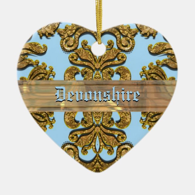 Bandwright Gigi Victorian Damask Ceramic Tree Decoration (Front)