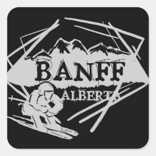 Banff Alberta Canada black grey ski logo stickers