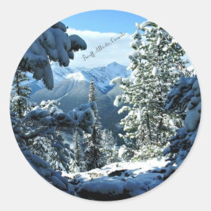 Banff, Alberta, Canada Snow Covered Classic Round Sticker