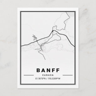 Banff Alberta Canada Travel City Map Postcard