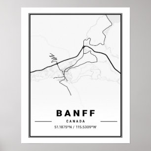 Banff Alberta Canada Travel City Map Poster