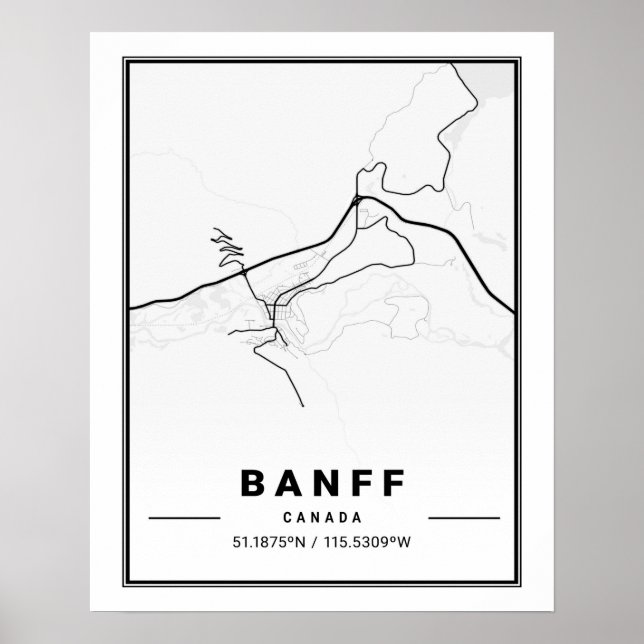 Banff Alberta Canada Travel City Map Poster (Front)