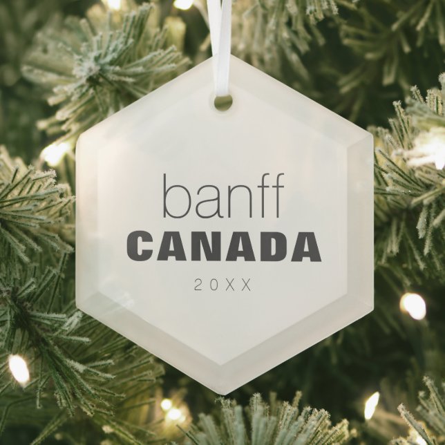 Banff Alberta Canada Travel Keepsake Souvenir Glass Tree Decoration (Insitu)