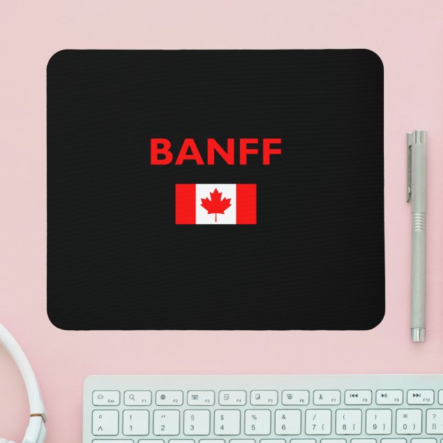Banff Canada Canadian Flag Dark Colour Mouse Mat (Creator Uploaded)