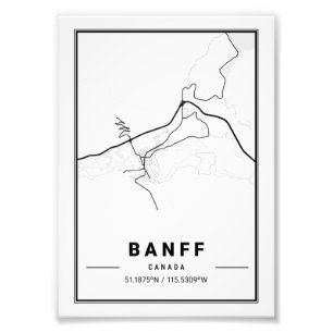 Banff - Canada Ligth City Map Photo Print