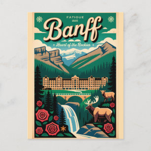 Banff Canada Retro Travel Poster Art Postcard