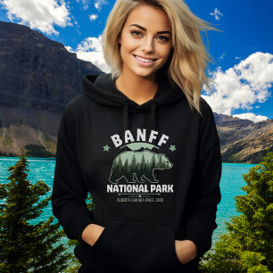 Banff Canada Souvenir – Wild Bear in Pine Forest Hoodie