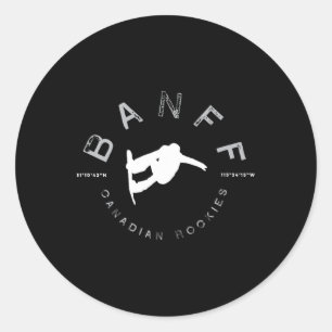 Banff Canadian Rockies Norquay Vintage Snowboardin Classic Round Sticker