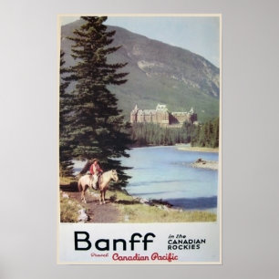 Banff Canadian Rockies Vintage Travel Poster