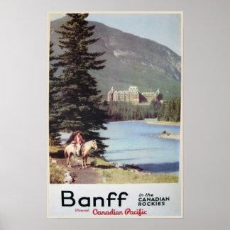 Banff Canadian Rockies Vintage Travel Poster