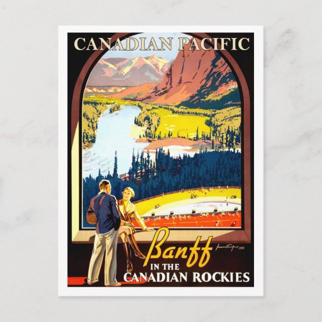 Banff in the Canadian rockies, vintage travel Postcard (Front)