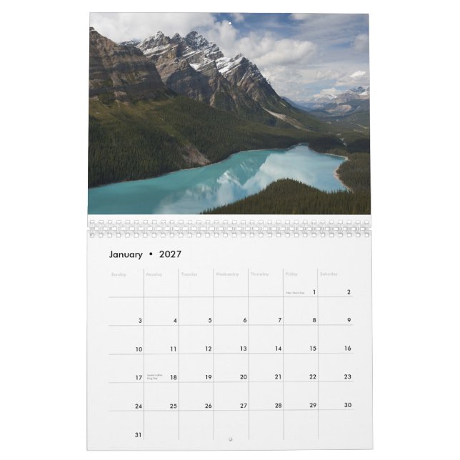 Banff National Park Calendar (Jan 2027)