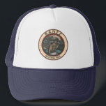 Banff National Park Canada Travel Emblem Vintage Trucker Hat<br><div class="desc">Banff National Park vector artwork design. The park is Canada’s first national park and is part of the Canadian Rocky Mountain Parks UNESCO World Heritage Site.</div>