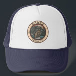 Banff National Park Canada Travel Emblem Vintage Trucker Hat<br><div class="desc">Banff National Park vector artwork design. The park is Canada’s first national park and is part of the Canadian Rocky Mountain Parks UNESCO World Heritage Site.</div>