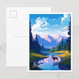 Banff National Park Canada travel illustration Postcard