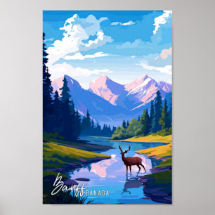 Banff National Park Canada travel illustration Poster