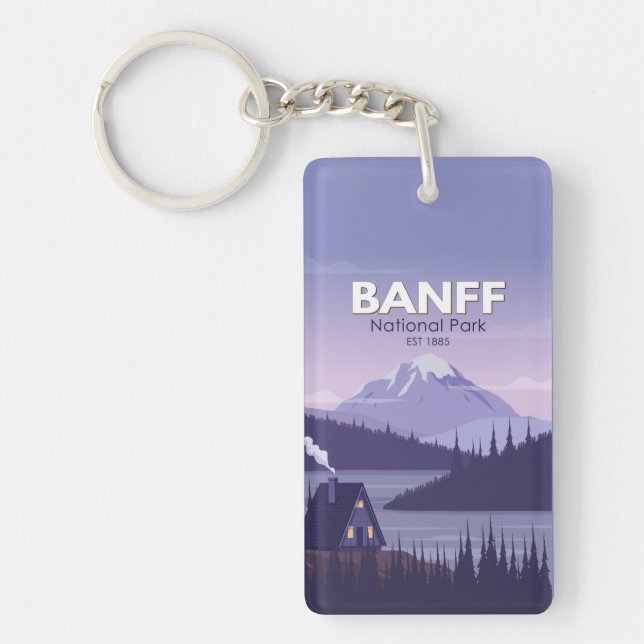 Banff National Park Canada Travel Vintage Key Ring (Front)