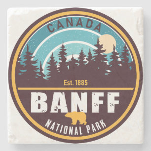Banff National Park Canada Travel Vintage Stone Coaster