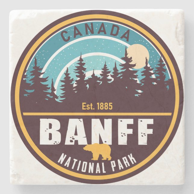 Banff National Park Canada Travel Vintage Stone Coaster (Front)