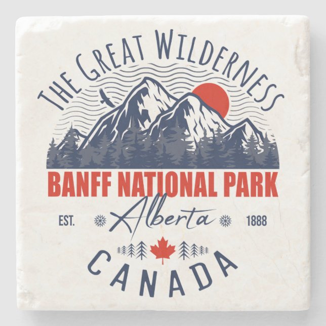 Banff National Park Canada Travel Vintage  Stone Coaster (Front)