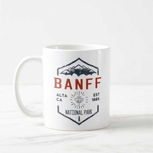 Banff National Park Canada Vintage Distressed  Coffee Mug (Left)
