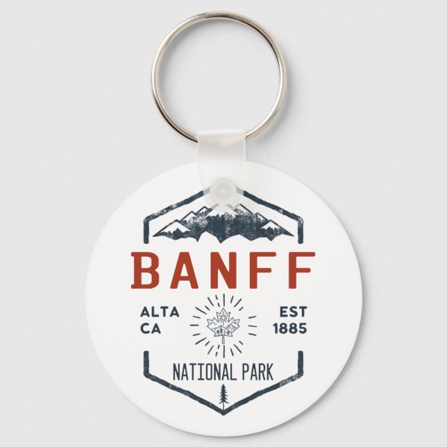 Banff National Park Canada Vintage Distressed  Key Ring (Front)