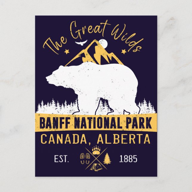 Banff National Park Canada Vintage Distressed Postcard (Front)