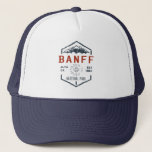 Banff National Park Canada Vintage Distressed  Trucker Hat<br><div class="desc">Banff National Park Distressed Badge with unique park themed maple leaf design. The park is Canada’s first national park and is part of the Canadian Rocky Mountain Parks UNESCO World Heritage Site.</div>