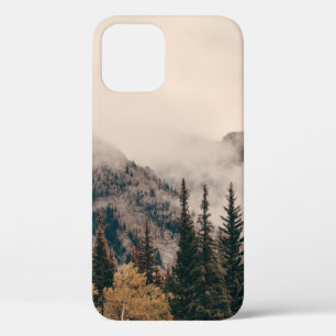 Banff national park foggy mountains and forest in  iPhone 12 case