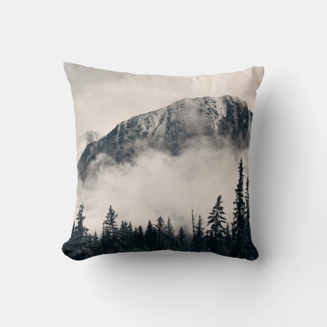 Banff national park foggy mountains and forest in  cushion (Front)