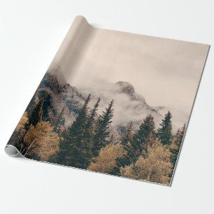 Banff national park foggy mountains and forest in wrapping paper