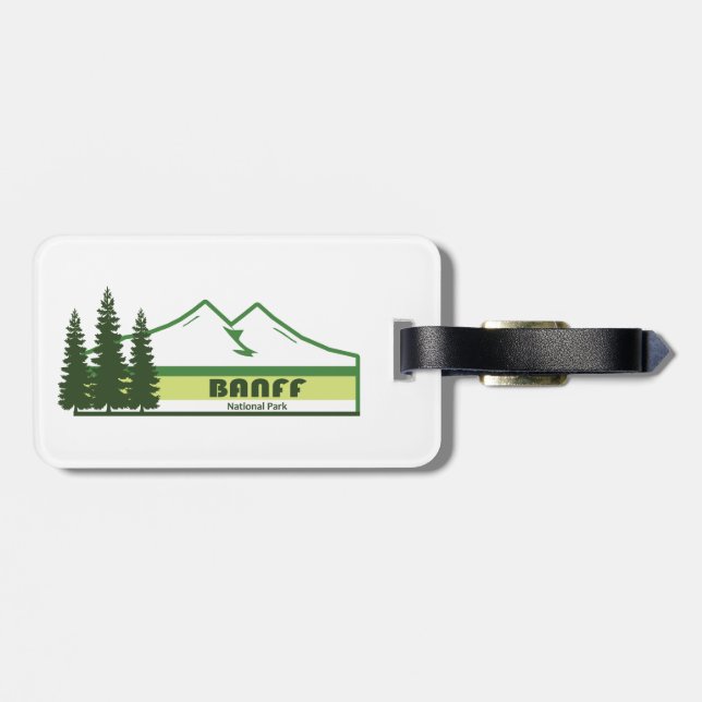 Banff National Park Green Stripes Luggage Tag (Back Horizontal)