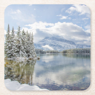 Banff National Park in winter Square Paper Coaster