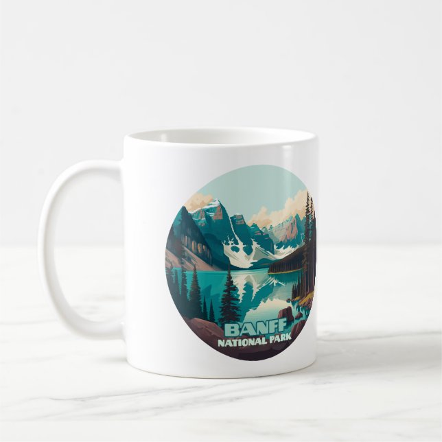 Banff National Park Moraine Lake Retro Coffee Mug (Left)